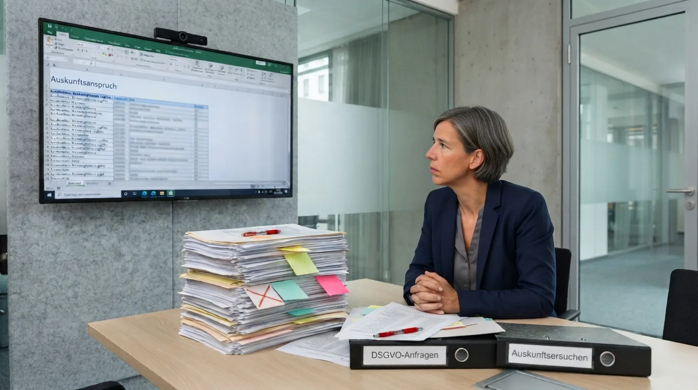 Inhaber eines modernen Optikergeschäfts liest hinter dem Tresen einen Brief, eine Mitarbeiterin schaut mit.