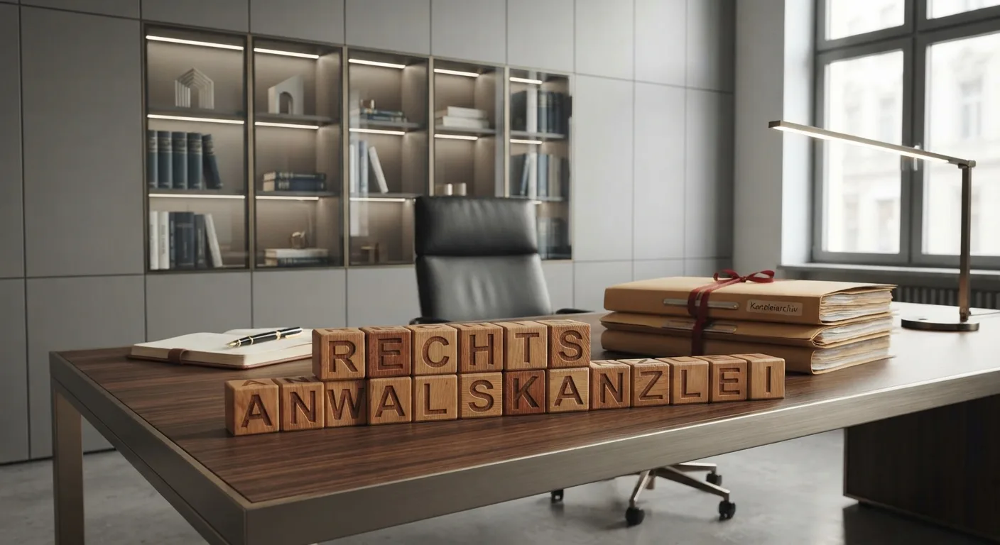 Ungeöffneter Laptop im Versandkarton neben einem benutzten Papierkalender auf einem Kanzleischreibtisch