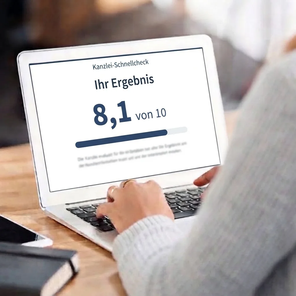 Laptop mit dem Ergebnis des Kanzlei-Schnellchecks